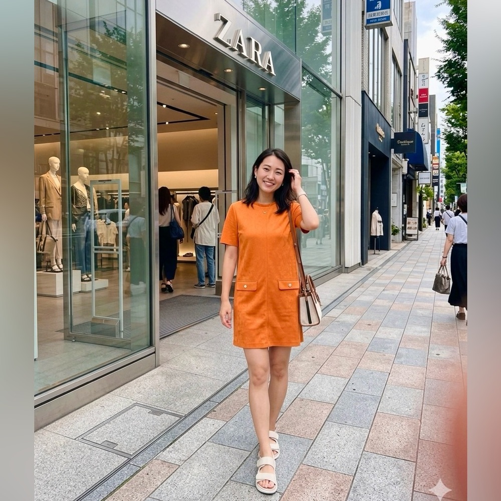Zara Faux Suede Orange Women's Dress -Size Large NWOT